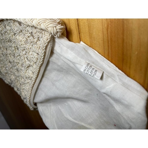 Retro Shoulder Bag Raffia Basket Design Handmade Summer Beach Purse Pearls - Picture 9 of 10